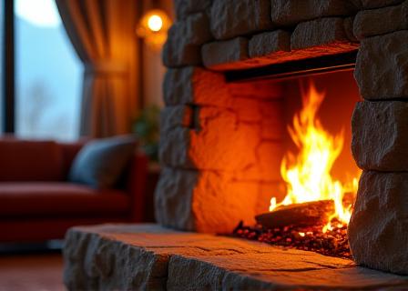 暖炉のそばでくつろぐ様子